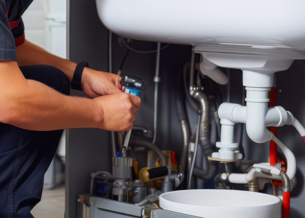 Water Leak Repairs Certified plumber performing water leak repair under residential sink